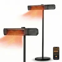 Komodo Fumi Infrarood Terrasverwarmer met Standaard – 2500W – IP65 Waterdicht – 10 Warmtestanden – WiFi via Tuya App – Afstandsbediening – Zwart