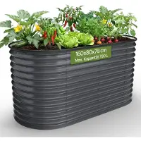 Arebos Verhoogde Plantenbak Ovaal 160x80x78 cm Verzinkt Staal 780 L Tuinbed