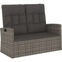 vidaXL Tuinbank verstelbaar met kussens 118 cm poly rattan grijs