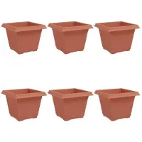 vidaXL Vierkante Bloempot 6 st Baksteenrood 28,5 x 28,5 x 22 cm