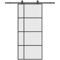vidaXL Schuifdeur met beslagset 90x205 cm ESG glas zwart
