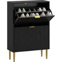 HOMCOM - Opklapbare schoenenkast - MDF - 60x24x91,5cm - Zwart
