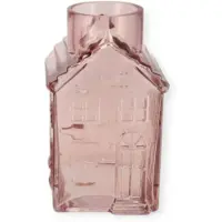 DK Design Daan Kromhout - Vaas - Bloemenvaas - Glas - Huis - Licht Roze - 13x13x22 cm - House