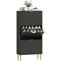 HOMCOM - Opklapbare schoenenkast - MDF - 60x24x128cm - Zwart