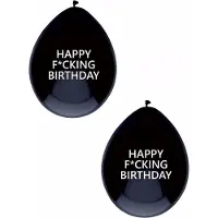 Haza Happy Fucking Birthday ballonnen - 10x stuks - zwart - verjaardag feest - 30 cm - versiering - feestartikelen