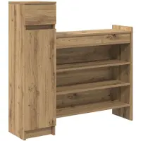 vidaXL - Schoenenkast - Artisan - Eiken - 100,5 - x - 28 - x - 100 - cm - Bewerkt - hout