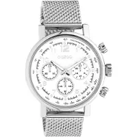 Oozoo Timepieces - Zilverkleurige horloge met zilverkleurige metalen mesh armband - C10900