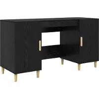 vidaXL Bureau Zwart Eiken Bewerkt hout 140 x 50 x 75 cm
