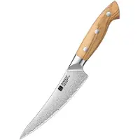 Xinzuo X02O Pin Series Uitbeenmes 16 cm – Professioneel Keukenmes – Olijfhouten Handvat – 3-Laags Composietstaal met Stonewash Afwerking