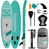 LifeGoods SUP Board Allround Compact - met Zitje - 100 KG Draagkracht - 300 x 76 cm - Opblaasbaar - Compleet SUP pakket - Mintgroen