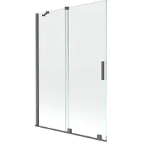 Mexen Velar badkamerscherm 2-delige schuifbare 120 x 150 , transparant, geborsteld geweergrijs - 896-120-000-01-66