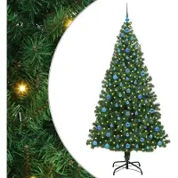 vidaXL Kunstkerstboom Groen 210 cm PVC en Staal en Kunststof