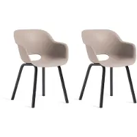 Keter Noa Tuinstoel - 2 stuks - 80x55x67cm - metalen frame - Soft Beige