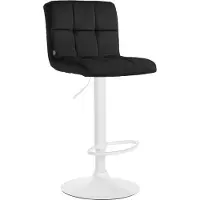 CLP Peru Barkruk - Met rugleuning - Voetsteun - Fluweel - Velvet - wit/zwart