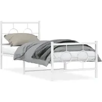 vidaXL Bedframe met hoofdeinde en voeteneinde, metaal, wit, 80x200 cm
