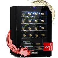 Klarstein Wijnkoeler Shiraz 20 Uno Wijnkoelkast - 53 Liter - 20 Flessen - Touch Bediening - 5-18°C - Zwart - 45 cm - voor Bar - Vrijstaand - Wine Cooler Wine Fridge Wijnklimaatkast Wijnkast