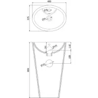 Mexen Orkla vrijstaande wastafel 49 x 37 cm, wit - 26065000