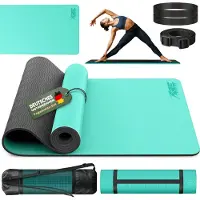RE:SPORT Yogamat, turquoise-coffee, 183 x 61 x 0,6 cm, fitnessmat, gymmat, gymnastiekmat, logo