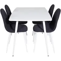 Ebuy24 Polar120X80WHWH eethoek eetkamertafel wit en 4 Polar eetkamerstal zwart, wit.