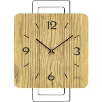 AMS W9700 - Wandklok - Analoog - Vierkant - Quartz - Metaal - Hout - LichtBruin/Beige - Zwart