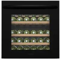 Klarstein Vinsider 30 Inbouw Wijnkoeler Uno - 30 flessen, 1 zone, 5-20 °C, LED-verlichting, UV-bescherming, houten planken, stil, energiezuinig, zwart, glazen deur