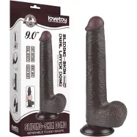 Lovetoy Sliding-Skin - dildo met zuignap, dubbele laag - 20,8 cm (bruin)
