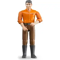 BRUDER 60007 Man met Bruine Broek en Oranje Overhemd