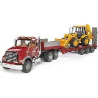 Mack Trucks Bruder Mack Granite wagen + dieplader + JCB 4CX baggerlader