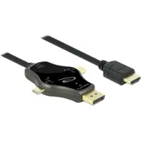 DeLOCK 3 in 1 Monitor Cable with USB-C / DisplayPort / mini DisplayPort in to HDMI out with 4K 60 Hz