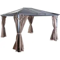 Mendler Hardtop pergola -C74, tuinpaviljoen, kunststof dak zijwand + aluminium muggengaas ~ 3x3,6m