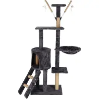 Springos Krabpaal - 6 Etages - Voor Katten - Toren - Meubelbescherming - 35 x 35 x 145 cm - Grijs