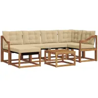 vidaXL Buiten bank set 7 st Natuurlijk en Beige