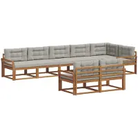 vidaXL Buiten bank set 8 st Naturel en lichtgrijs