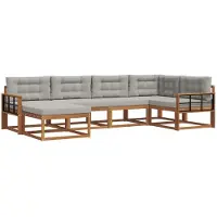 vidaXL Buiten bank set 6 st Naturel en lichtgrijs