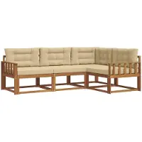 vidaXL Buiten bank set 4 st Natuurlijk en Beige