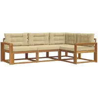 vidaXL Buiten bank set 4 st Natuurlijk en Beige