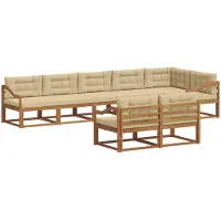 vidaXL Buiten bank set 8 st Natuurlijk en Beige