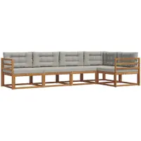vidaXL Buiten bank set 5 st Naturel en lichtgrijs