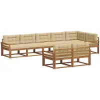 vidaXL Buiten bank set 8 st Natuurlijk en Beige