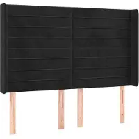 vidaXL Hoofdbord met randen 147x16x118/128 cm fluweel zwart