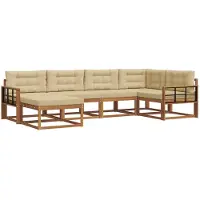 vidaXL Buiten bank set 6 st Natuurlijk en Beige