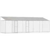 vidaXL Hondenkooi met dak Zilver 800 x 200 x 256 cm Staal en PE