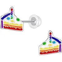 K3 - zilveren oorstekers - regenboog taart - 8mm