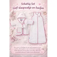Lief! lifestyle kraam cadeau- Lief! Baby Set – Badjasje & Slaapzak – voor meisjes-1-2 jaar- Zacht Wit met Roze Details