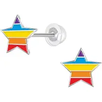 K3 WeLoveSilver - zilveren oorstekers - regenboogsterren - 8mm