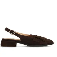 Manfield Donkerbruine suède slingbacks | Maat 38