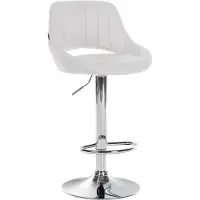 CLP barkruk Milet, bekleed met kunstleer, in hoogte verstelbaar, draaibaar, met rugleuning | Kleur: wit, frame: chroom