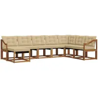 vidaXL Buiten bank set 8 st Natuurlijk en Beige