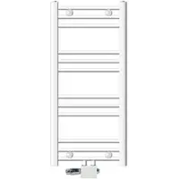 LuxeBath ECD Germany Badkamerradiator middenaansluiting 400 x 800 mm wit recht met aansluitset incl. thermostaat universele hoek en rechte vorm witte radiator handdoekverwarmer handdoekendroger