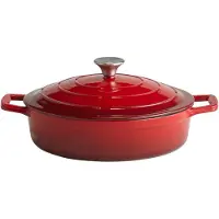 APS Germany Braadpan met deksel 3L gietijzer rood, Pan + steelpan, Rood